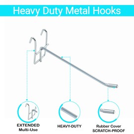 YYPTIEN Heavy Duty Wire Shelf Hooks 10-Pack - Adjustable Metal Hooks with Rubber Covers for Kitchen, Pantry & Grid Wall Organization