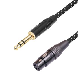 Lrbners 6.35mm TRS Male to XLR Female Cable 1FT (0.3m) - Ultra-Short Studio Adapter Cable for Mixer, Microphone, Power Amplifier 2-Pack