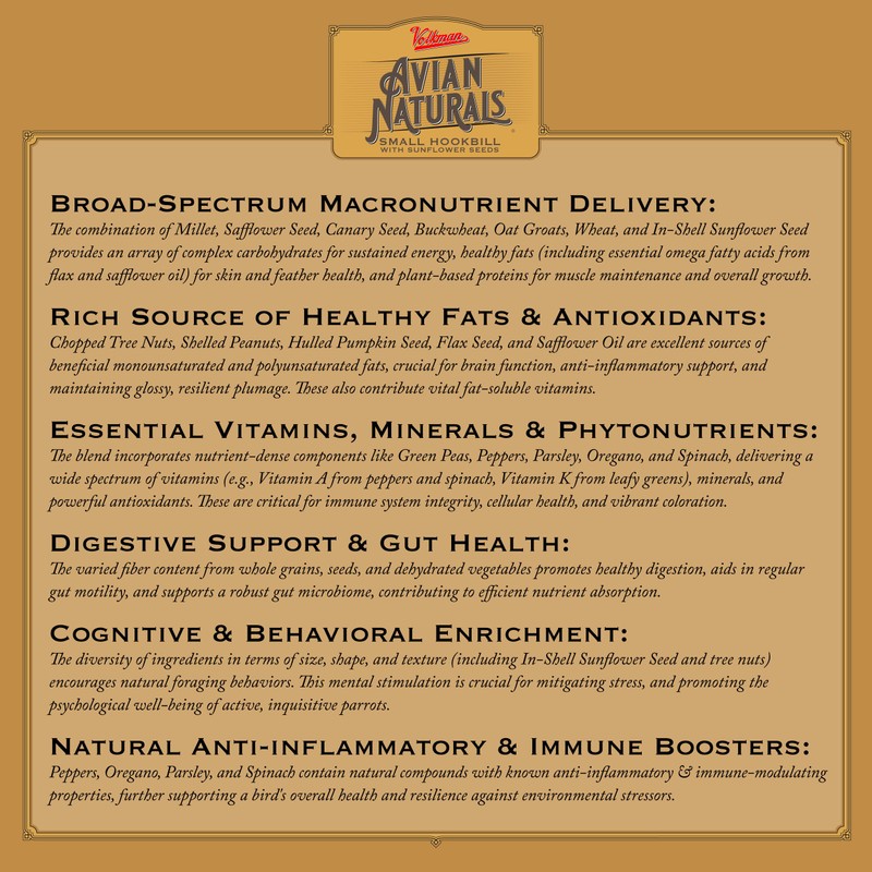 Volkman Avian Naturals Small Hookbill with Sunflower 4lb