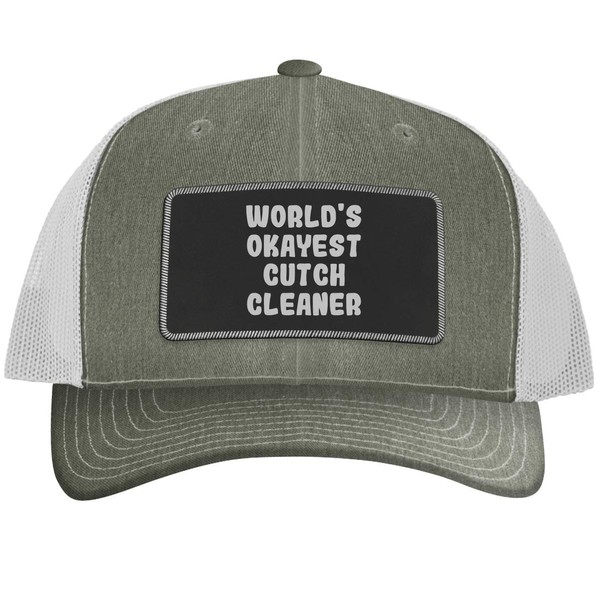 World's Okayest Cutch Cleaner - Leather Black Patch Engraved Trucker