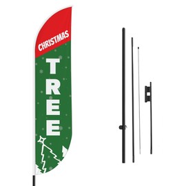 Christmas Tree Feather flag Pole Mountfor Outdoor by Mavis Print | 15 FEET Long Polyester Outdoor Banner Flag Pole Kit for Easy Hang | HD Print Swooper Flag Pole Stand for Christmas Tree| Made in USA