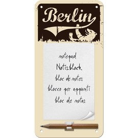 Nostalgic Art 84026 CityStyle Berlin Bear Sign Notepad, Brown, 10 x 20 CM