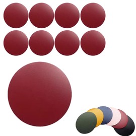 8pcs Red Round Leather Drinking Coasters 10CM,PU Leather Cup Mats For Cafe,Bar