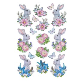 Ideen mit Herz Sticker sheet 3D relief stickers, high-quality embossed with 3D effect, DIN A4 sheet with different motifs (Easter, cute rabbits 01)