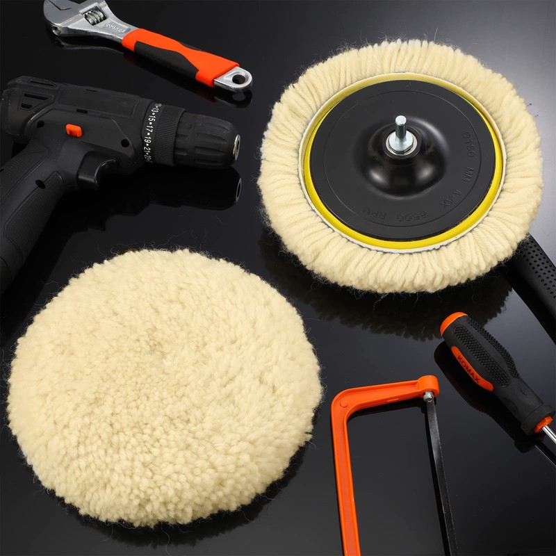 Tallew 6 Pcs 6 Inch Wool Buffing Polishing Pads Hook