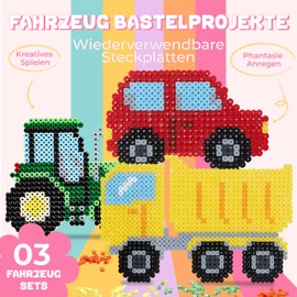 Panduro Rörpärlor Midi Kit Fordons-Tema, 2700 Parlor Diameter 5 mm, 2 Fyrkantiga Parlplattor + väg-stickers