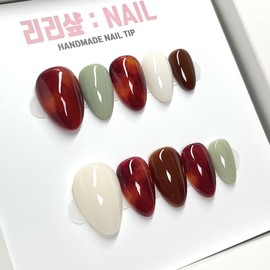 Autumn Garden Handmade Nail Tips - Coffin / 가을정원 수제네일팁 - 코핀
