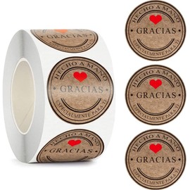 Rollo De Pegatinas De Agradecimiento Gracias En Espaol, Etiquetas Autoadhesivas De Papel Kraft Redondas, Pegatinas De Sellado, 500 Unidades para Regalos, Bolsas, Envases De Alimentos, Bodas,