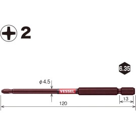 Vessel Fastener Drive Bit 2 Pack 120Mm Magnetized For Construction And Diy