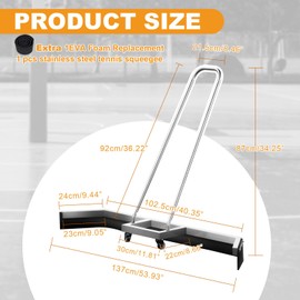 Supvision 4.5FT Sport Tennis Court Squeegee Floor Squeegee Heavy Duty Commercial Squeegee for Floors with 2PCs EVA Foam Blade- Stainless Steel Silver