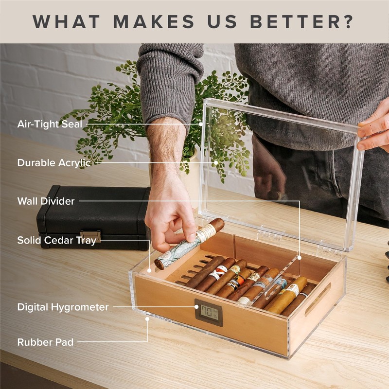 CASE ELEGANCE - Felix Tupperdor - Airtight Acrylic Humidor, Thick
