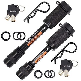 TowWorks 79682 Keyed Alike Black Trailer Hitch Lock Set, 5/8-Inch and 1/2-Inch Pin Diameter, Fits Class I/II/III/IV Hitches