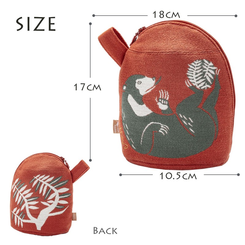 Kusunobashi Crest Woven Pouch, MoritaMiW Pouch with Gusset, Malay Bear
