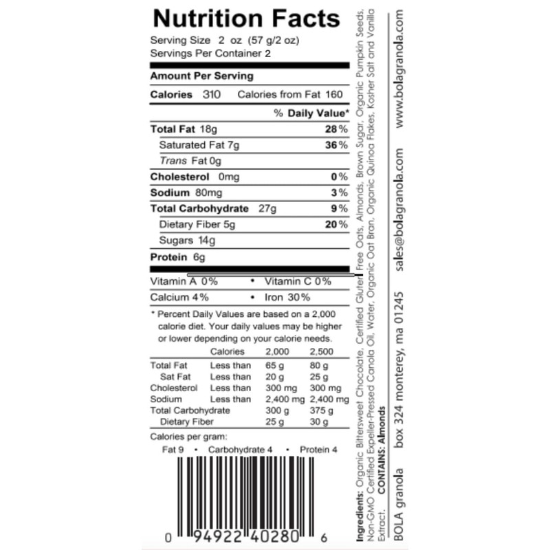 BOLA granola Bars, Gluten-Free, Original, 70% Organic Bittersweet Chocolate, Almond