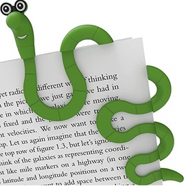 Clip Bookmarks for Kids Students Women and Men - Wally The Bookworm Cool Cute Bookmark and Page Holder Unique Gift Idea - Funny Book Marker and Reading Accessory for Book Lovers (Green)