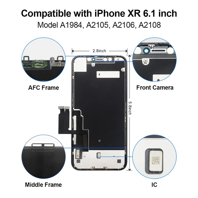 EFAITHFIX for iPhone XR LCD Screen Replacement 6.1 Inch Frame