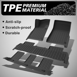 BestEvMod All Weather Floor Mats Compatible with Rivian R1S 2025+ Anti-Slip 3D Pattern TPE Heavy Duty Rubber Waterproof Non-Slip Floor Liner 1st & 2nd & 3rd Rows Set Gen 2 Accessories (2025+ R1S)