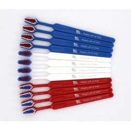 Tess Oral Health Happy 4th of July Toothbrushes - 36 Count - Child & Adult Size - Individually Wrapped - Red, White & Blue Dental Care for All Ages - Celebrate Independence Day with Patriotic