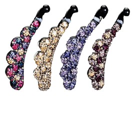 4 Pack Large Elegant Rhinestone Banana Hair Clips for Girls