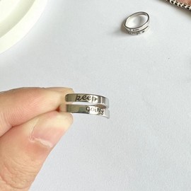 CSIYANJRY99 Keep Going Ring for Women Men,Gold Keep Rings Stainless Steel Inspirational Mantra Statement Open Adjustable Graduation Cocktail Party Ring