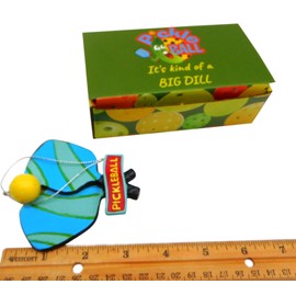 Pickleball Paddle Ornament Boxed Gift Set Christmas Tree Decoration with Paddles and Pickle Ball Handpainted Polyresin Holiday Decoration