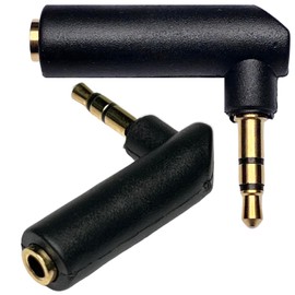 CESS 3.5mm TRS Stereo Right Angle Adapter - Gold-Plated Male Tip, Matte Plastic Female Housing, 2-Pack for Audio Devices and Headphones