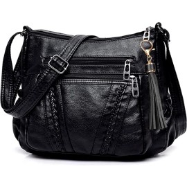 georglasko_8 Women Crossbody Bags Purse Handbag Pocketbooks Multi Pocket Shoulder Bag Soft PU