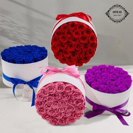 Otuo 27 Piece Preserved Roses in a Box - Forever Flowers for Delivery Prime, Eternal Roses Mothers Gifts for Mom, Wife Anniversary Birthday Gifts for Women, Blue