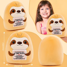 SEAOPOP Positive Sloth Stuffed Animal: 8 Inch Cute Soft Sloth Plush Toy with Affirmation Quotes for Kids Teens Adults, Positive Support Mental Health Gifts for Women Stress Relief Bedroom Office