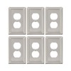 TREEWELL 6-Pack Duplex Outlet Cover Plate, Metal Wall Plates for