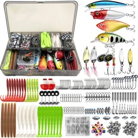 FOLANDO 354 PCS Fishing Tackle Kit with Lures, Hooks, Swivels, Weights & Bass Accessories for Freshwater/Saltwater Anglers