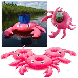 Lizzy® Deluxe Inflatable Drink Holder - PVC Floating Cup Holder Reusable Pool Toy in Various Designs and Quantity (Crab, Pack of 05)