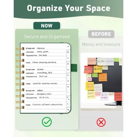 WEMATE Password Book with Alphabetical Tabs, Spiral Password Keeper Book for Seniors, Internet Password Notebook Password Journal logbook Small – 4.7''x 6'' (Grass Green)