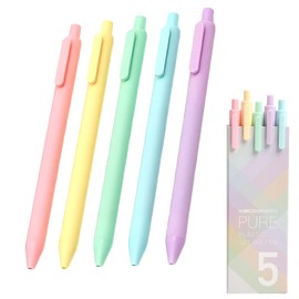 Pack of 5 Retractable Gel Pens, Cute Macaron Gel Pens with Coloured Ink, 0.5 mm Fine Tip Ballpoint Pen, Soft Touch Ink Pens for Diary, Notes, Office, School Supplies, Gifts