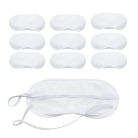 AKOAK 10 Pieces Game Party Sleep Travel Eye Mask, Lightweight Shading Eye Protection Rest Eye Mask, with Nose Pad and Adjustable Strap, Unisex (White)