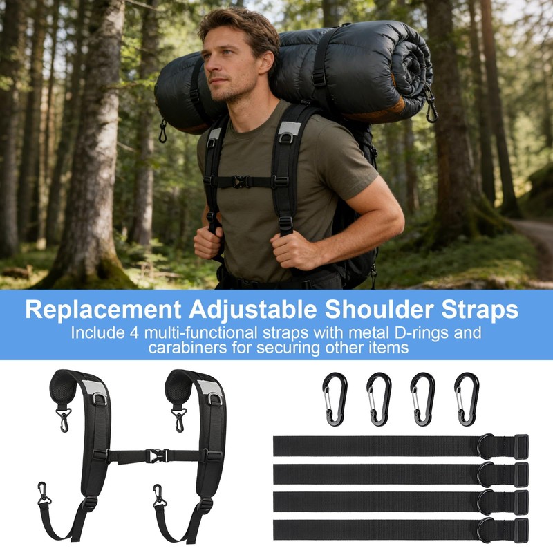 Kzanvov Backpack Straps, Adjustable Backpack Shoulder Strap, Replacement Padded Shoulder