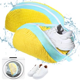 Shoe Wash Bag, Washing Machine, Pack of 2, Zip Laundry Bag for Shoes, Anti-Deformation, Lightweight and Portable, Reusable Laundry Net Laundry Shoe Bag for Trainers (Yellow, 39 cm x 25 cm x 9 cm)