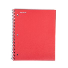 Mintra Office Durable Spiral Notebooks, 1 Subject, (Red, Wide Ruled 3 Pack), 100 Sheets, Poly Pocket, Moisture Resistant Cover, Strong Chipboard back, For School, Office, Business