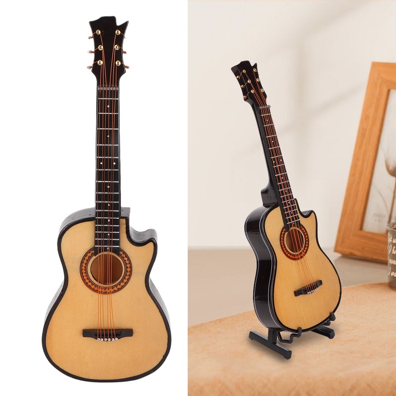 Minature Guitar Model Wooden Mini Musical Instrument Guitar Replica with