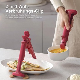 Wixovo 2-in-1 Schüssel Clip Greifer, Silikon Kochplattengreifer, Zange für Heißluftfritteuse, Verbrühungs Clip für airfryer, Pizzableche, Mikrowellenherd, Heißer Schalen