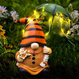Outdoor Decor Garden Gnome Statues - Garden Gnomes Outdoor Funny with Solar Lights Waterproof, Gnomes Decorations for Yard Patio Lawn Home, Resin Christmas Ornaments Garden Gnomes Gifts for Women