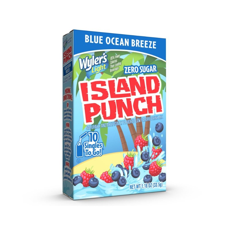 Wyler's Light Island Punch, Blue Ocean Breeze, 10 CT, (Pack