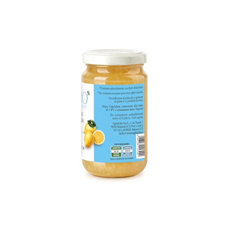Agrisicilia Zero% Zuccheri Limoni di Sicilia, 240g Pochi Carboidrati