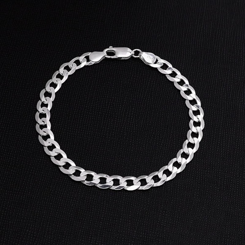 Treasure Bay Mens Solid 925 Sterling Silver Chain Bracelet -