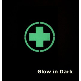 2 Pieces Glow in Dark Medic Cross First Aid Patches EMS EMT MED Medical Rescue Tactica Military with Hook and Loop Fastener Backing (Glow in Dark-Red)