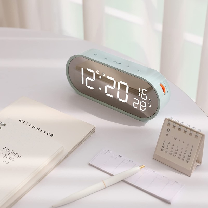 mooas Rolling Pop Mirror Clock, Digital Clock with USB Charging