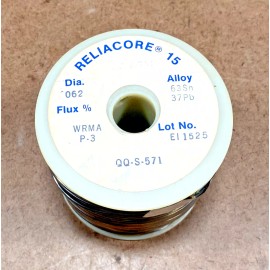 ALPHA Reliacore 15 Solder ~ 63Sn / 37Pb / Dia. .062 ~ 5 lbs Roll ~ Rosin Solder