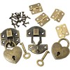 DGBRSM 2 Sets 27 X 30mm Hasp Latch and Mini Box Hinges, Mini Decorative Lock Buckle with Screws, Antique Bronze