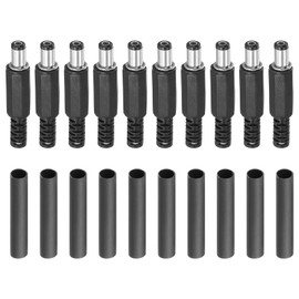 PATIKIL 5.5x2.1mm DC Male Plug Power Supply Ends, 10 Pack DIY DC Barrel Connector Replacement with Shrink Tube