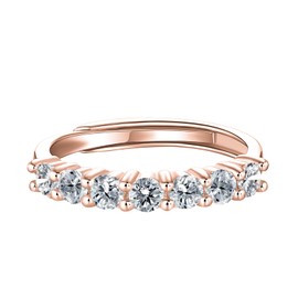 WYDDO 7 Stone Moissanite Rings for Women Adjustable Open Moissanite Eternity Anniversary Wedding Band Ring in 18K Gold Vermeil, #8#8.5#9#9.5#10, Stone, Moissanite